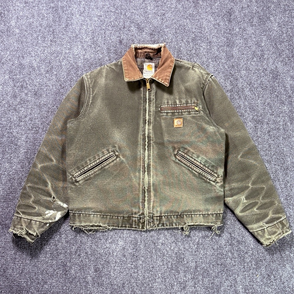 Vintage Carhartt Detroit Jacket Men's Medium Moss Green Distressed Faded J97 MOS